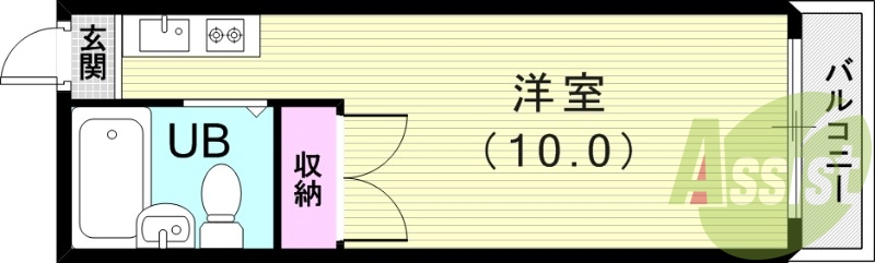 １Ｒ（20平米）エアコン・２口ガスコンロ・モニタ付インタホン