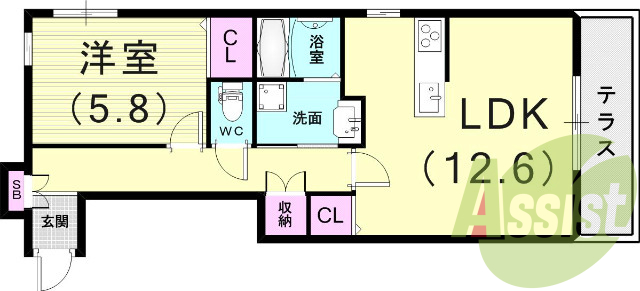 1LDK（46.31平米）システムキッチン・モニターホン