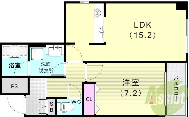 1LDK（51.80平米）システムキッチン・独立洗面台・収納