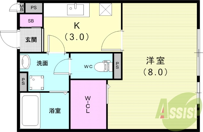 １K（29.45平米）システムキッチン・エアコン・浴室乾燥機
