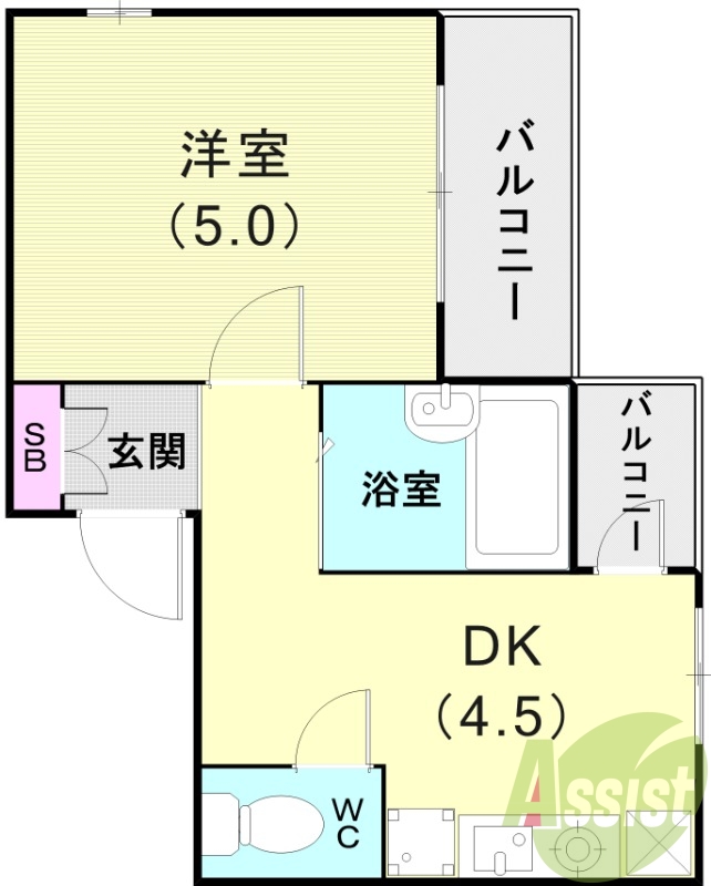 1DK（室内洗濯機置場・エアコン・ウォシュレット）