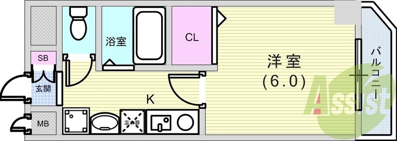 １Ｋ（２０．８平米）エアコン・オートロック・オール電化