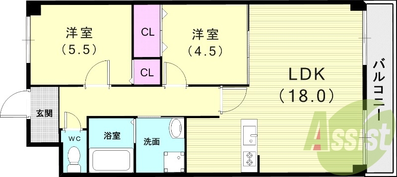 3LDK（64.4平米）独立洗面台・収納・カウンターキッチン