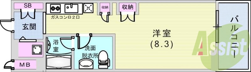 ワンルーム（２５．１２平米）浴室乾燥機・エアコン・宅配BOX