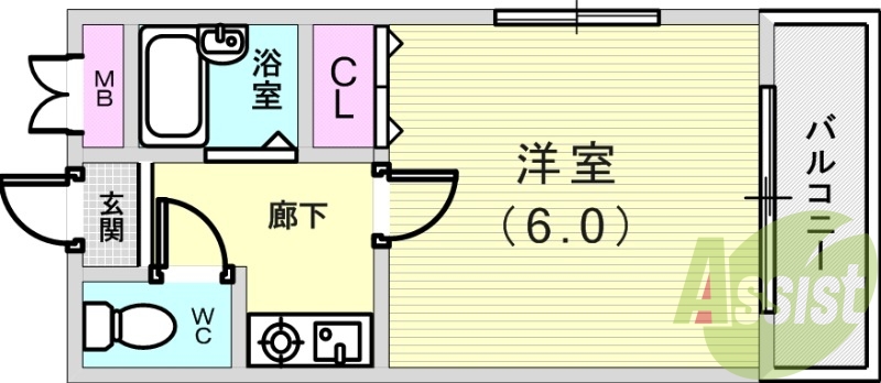 1K(18平米)モニター付きインターフォン・風呂トイレ別