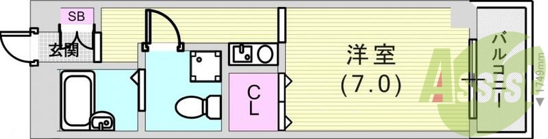 1R（18平米）バストイレ別・収納・エアコン