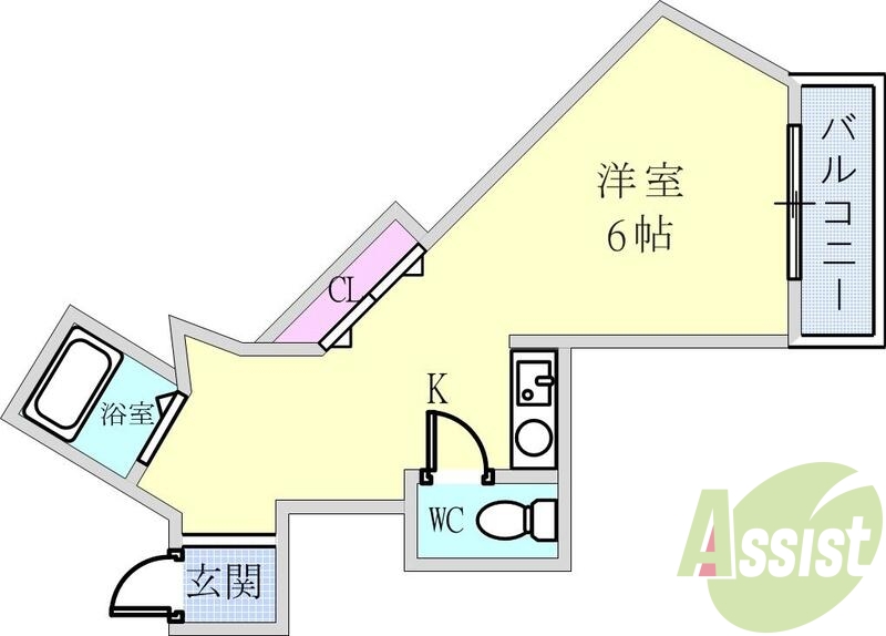 ワンルーム（21.83平米）エアコン・室外洗濯機置場