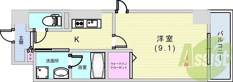 １K（２９.９９平米）ネット無料・システムキッチン・エアコン
