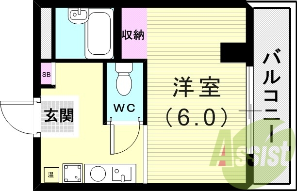 １Ｋ（１９．695平米）エアコン・お風呂とおトイレ別々