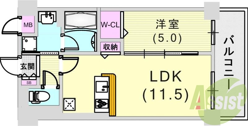 1LDK（40.03平米）浴室乾燥機・モニターフォン