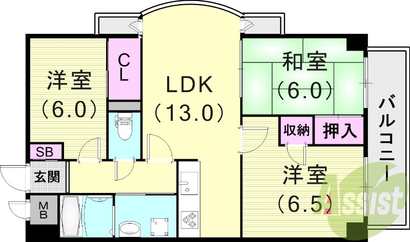 3DK(70.51平米)システムキッチン・追炊き・下駄箱