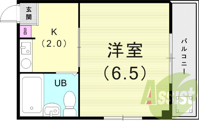 1K（21.5平米）IHコンロ・エアコン・バルコニー・靴箱
