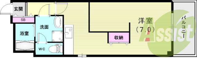１Ｒ（32.72平米）モニターホン・エアコン・下駄箱・収納