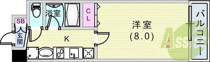 1K（２５．２２平米）浴室乾燥機・独立洗面台
