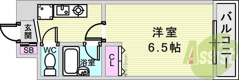 1K（21.6平米）エアコン・温水洗浄便座・室内洗濯置き場