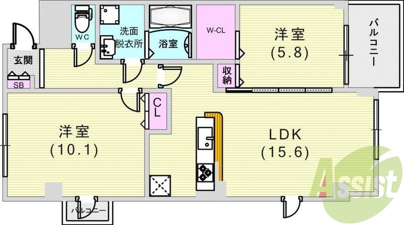 2LDK（70.88平米）浴室乾燥機・追焚機能浴室・エアコン