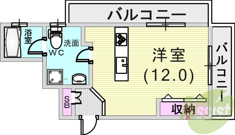 1R（27平米）室内洗濯機置場・モニターフォン