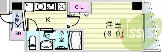 1K（25.22平米）エアコン・独立洗面台・室内洗濯機置場