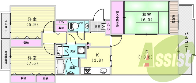 ３ＬＤＫ（８１．２７平米）システムキッチン・独立洗面台・収納