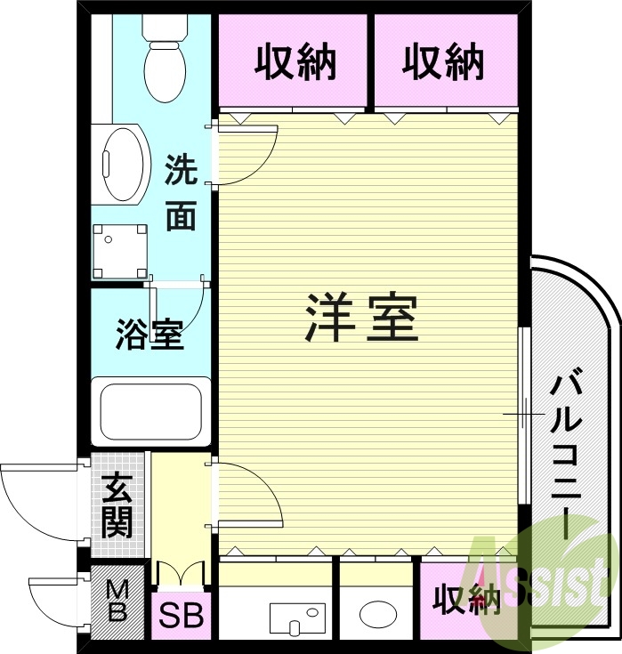 1R（30平米）エアコン・室内洗濯機置場・バス・トイレ別