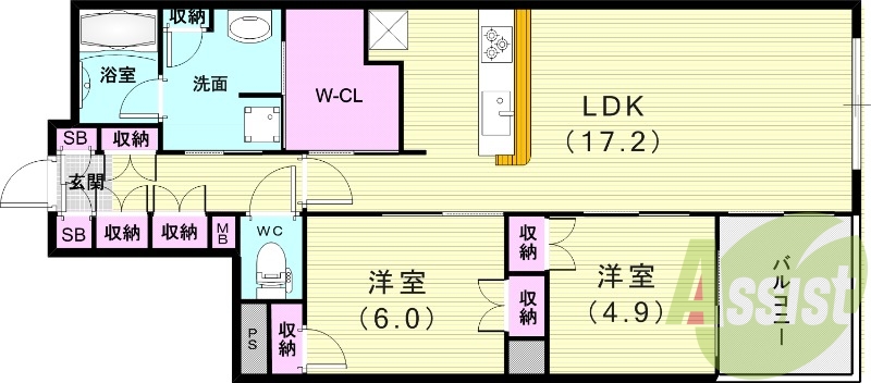 1SLDK（71.27平米）ウォークインクローゼット・下駄箱