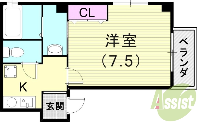 1K（24.18平米）独立洗面台・室内洗濯機置き場・エアコン