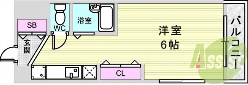 1K（20.3平米）お風呂トイレ別・室内洗濯機置場