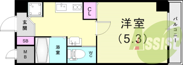 1K（19.14平米）独立洗面台・IH2口コンロ・エアコン