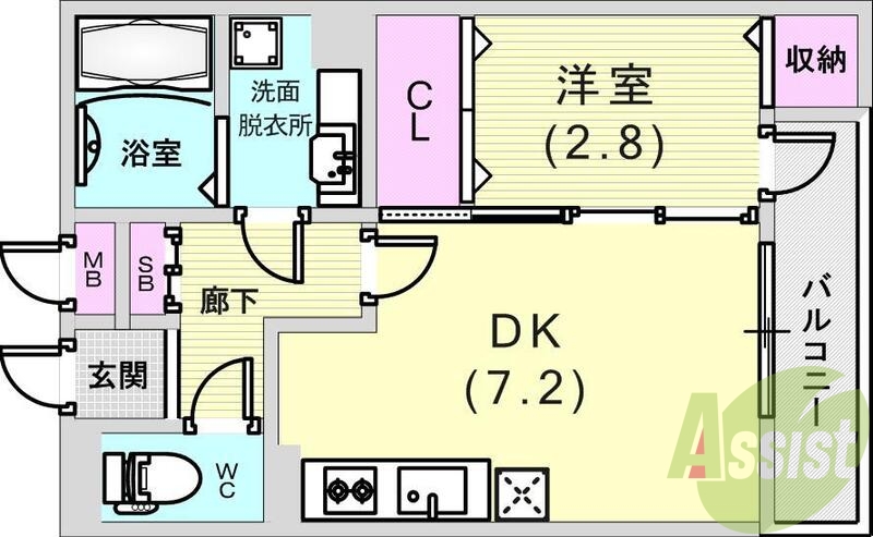 １DK（３０.３３平米）システムキッチン・浴室乾燥機