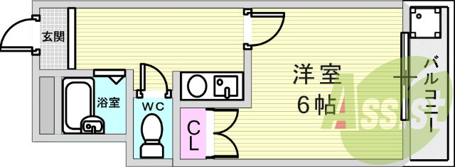 １Ｋ（22.11平米）オートロック・IHクッキングヒーター