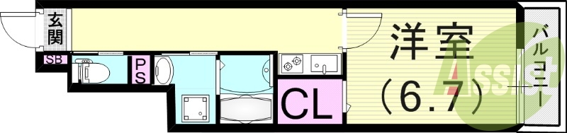 1K（26.67平米）エアコン・室内洗濯機置場