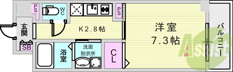 1K（28.03平米）エアコン・モニターホン・浴室乾燥機