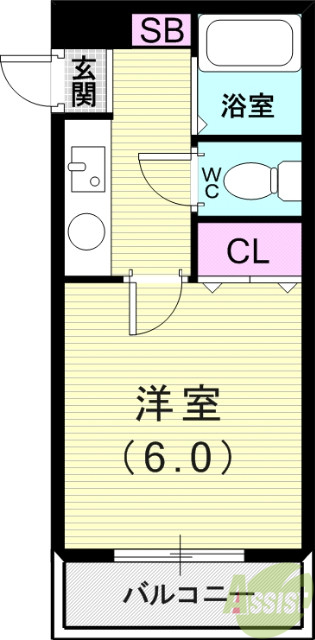 1Ｋ（２０平米）エアコン・IHクッキングヒーター・収納