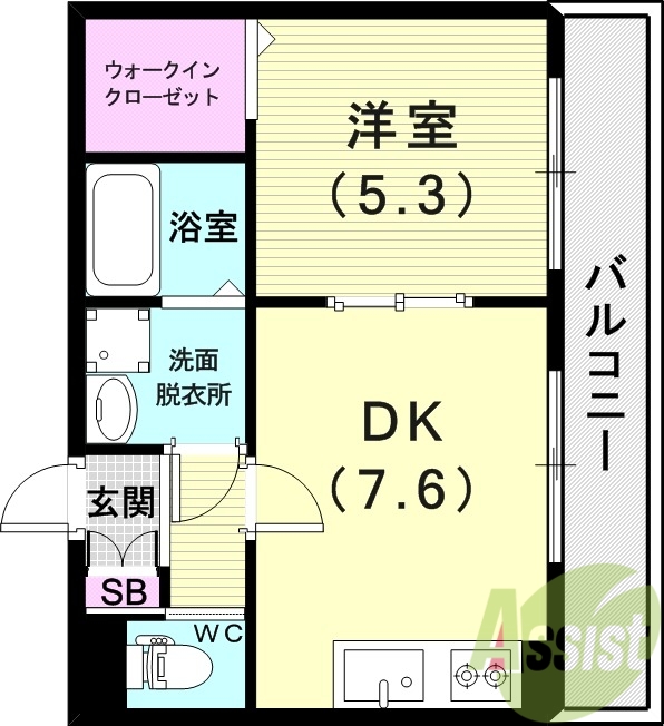 バストイレがセパレート、独立洗面所のある使い易い間取りです。