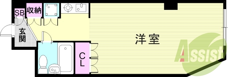 1R（23.30平米）エアコン・室内洗濯機置場・モニターホン
