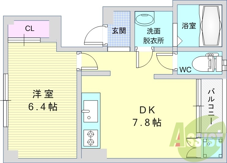 1DK（31平米）TVインターホン・独立洗面台・エアコン