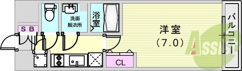 使いやすい1Kの間取りです