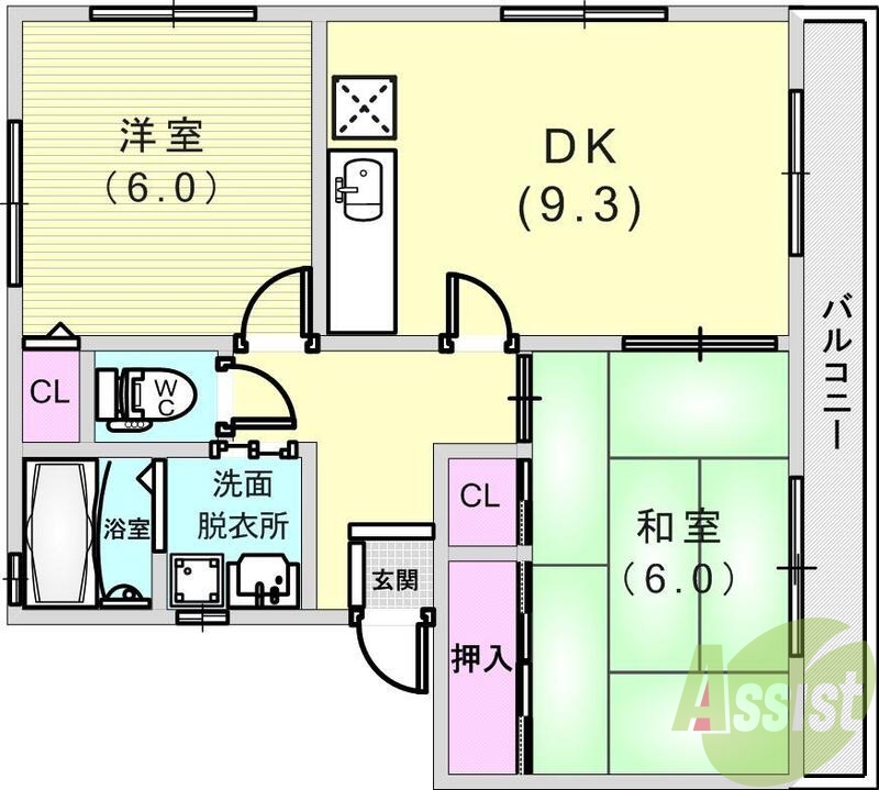 2LDK（51.14平米）TVモニターホン・ネット無料・収納