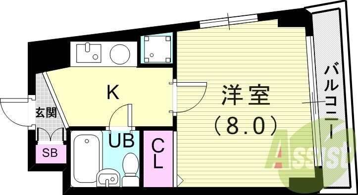 1K(23.86平米)オール電化・室内洗濯機置場・IHコンロ