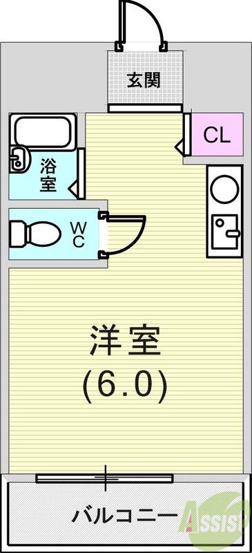 1R（18.8平米）モニターホン・エアコン・ネット無料・収納
