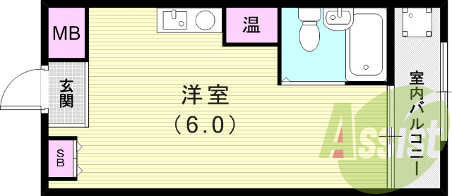 1R（15平米）エアコン・IHコンロ・オール電化・下駄箱