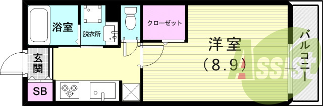 １Ｋ（３２．７８平米）エアコン・ウォシュレット・セパレート