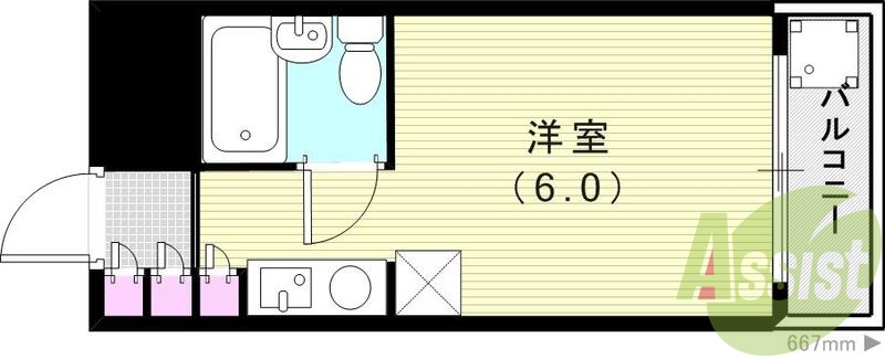 １R（18平米）オートロック・TVモニタホン・エアコン・収納