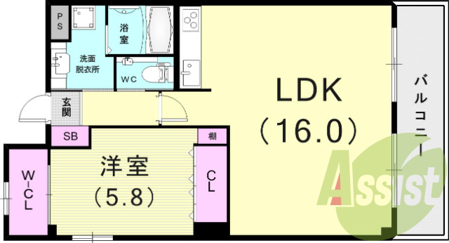1LDK（52.93平米）独立洗面台・室内洗濯機置場