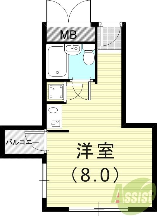 1R(18.9平米）3点ユニット・室内洗濯機置場