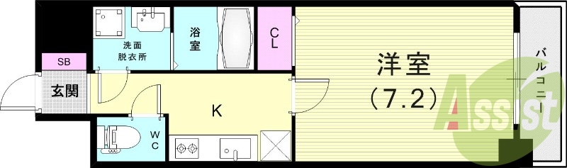 1K（25.73平米）シューズボックス・浴室乾燥機