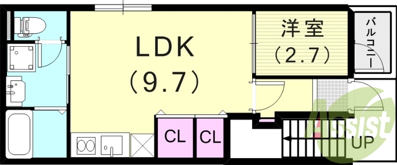 1LDK(33.35㎡）浴室乾燥機・モニターフォン