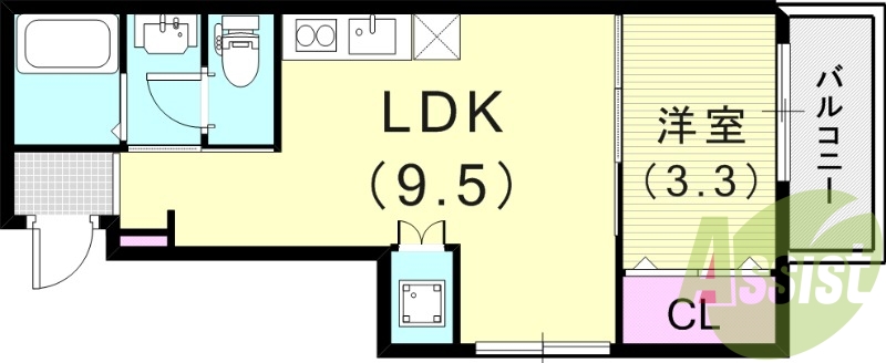 1LDK(32.59平米）浴室乾燥機・モニターフォン