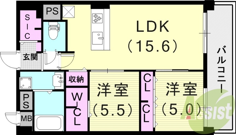 2LDK（63.15平米）追焚付・モニターフォン・防音サッシ