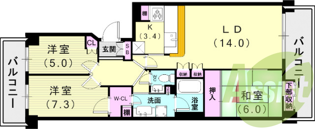 ３ＬＤＫ（８１．９６平米）システムキッチン・ウォシュレット